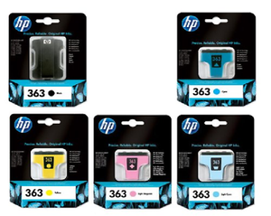 Genuine Full Set of HP 363 5 Ink Cartridges Photosmart Black Cyan *NO MAGENTA