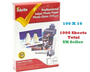 INKRITE INKJET PHOTO PAPER 1000 SHEETS GLOSS GLOSSY 210 GSM 6X4 A6 Printer Thick
