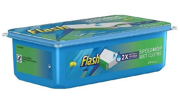 Flash Speedmop Hygienic WET CLOTHS Refills Lemon (24 per Pack) Speed Mop Refill