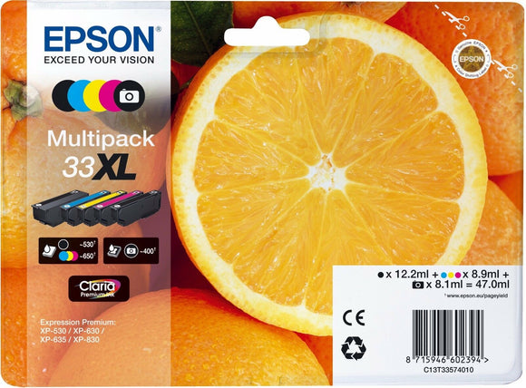 Epson 33XL (C13T33574010) Original High Yield Black & Colour Ink Cartridge Pack