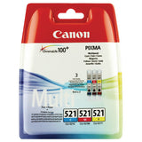 Original Canon CLI-521 Inkjet Cartridges Cyan Magenta Yellow Multi-Pack VAT INC