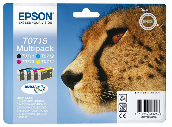 Epson Original T0715 Cheetah 4 Ink set T0711 T0712 T0713 T0714  C13T07154020 715