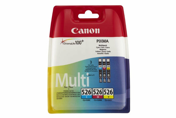 Canon CLI-526 3 Inkjet Cartridge Cyan Magenta Yellow Multipack IP4850 MX895 885