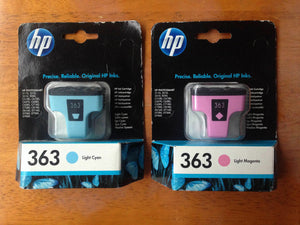 Genuine Original HP 363 Ink Cartridges C8774EE LIGHT CYAN C8775EE LIGHT MAGENTA